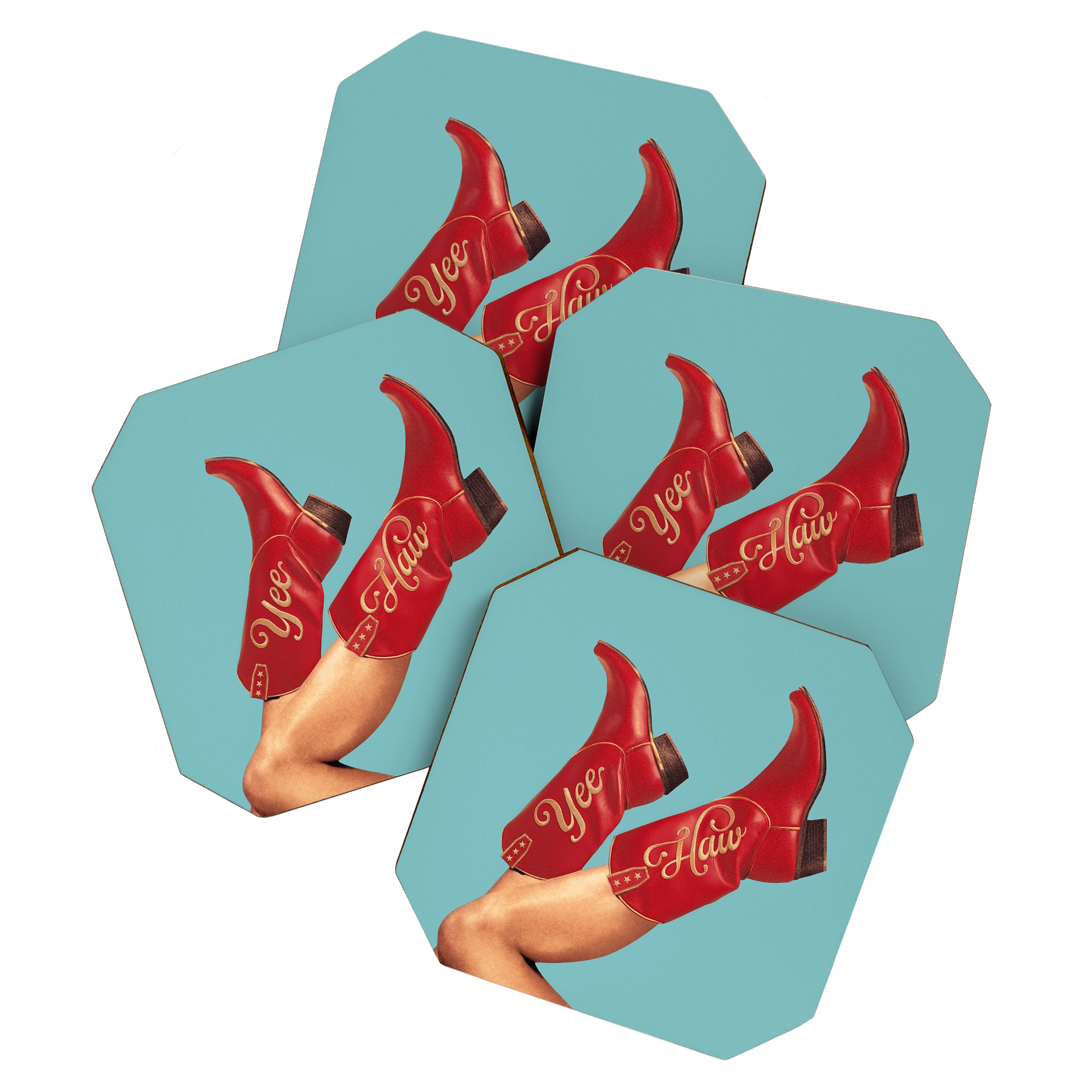 These Boots - Yee haw Cherry Red n Blue Coaster Gallery Image 1