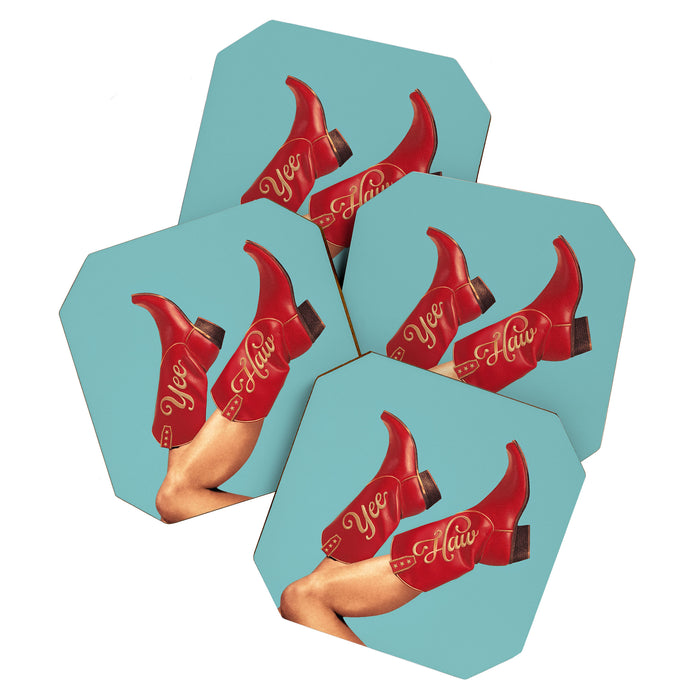 These Boots - Yee haw Cherry Red n Blue Coaster Gallery Image 1