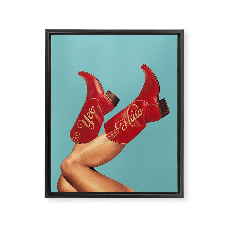 These Boots - Yee haw Cherry Red n Blue Framed Canvas Print Gallery Image 8