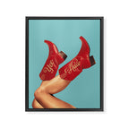 These Boots - Yee haw Cherry Red n Blue Framed Canvas Print Gallery Image 8