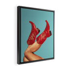 These Boots - Yee haw Cherry Red n Blue Framed Canvas Print Gallery Image 2