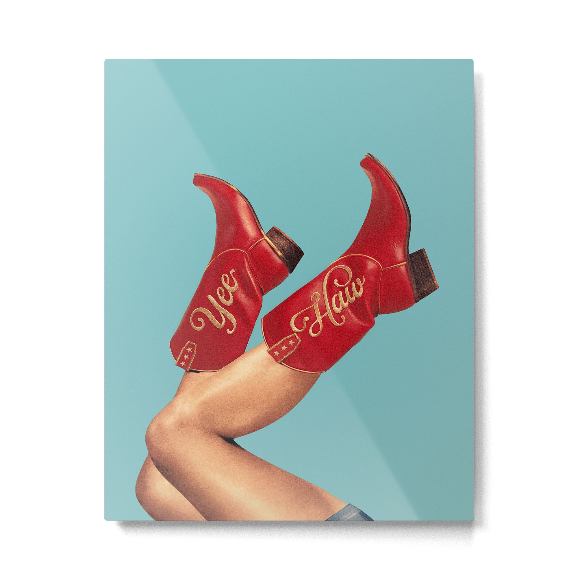 These Boots - Yee haw Cherry Red n Blue Metal Print Gallery Image 6