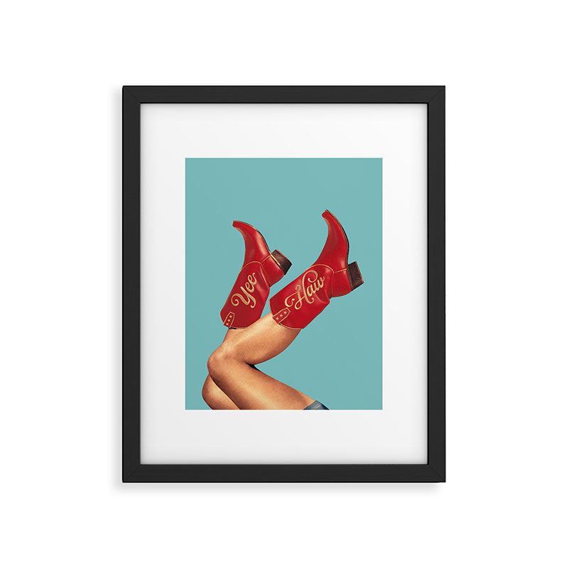 These Boots - Yee haw Cherry Red n Blue Framed Art Print Gallery Image 4