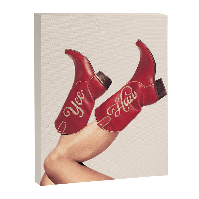 These Boots - Yeehaw Rustic Red n Neutral Canvas Print Gallery Image 1