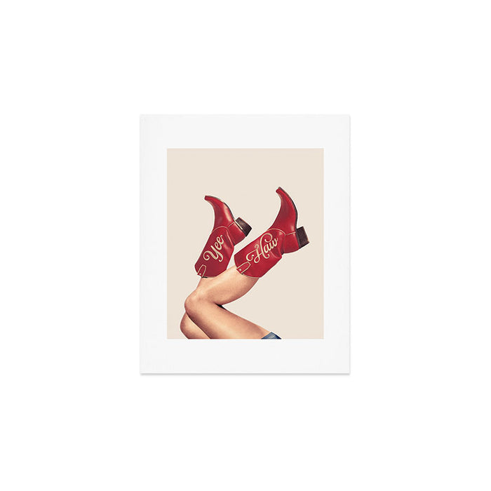 These Boots - Yeehaw Rustic Red n Neutral Art Print Gallery Image 1