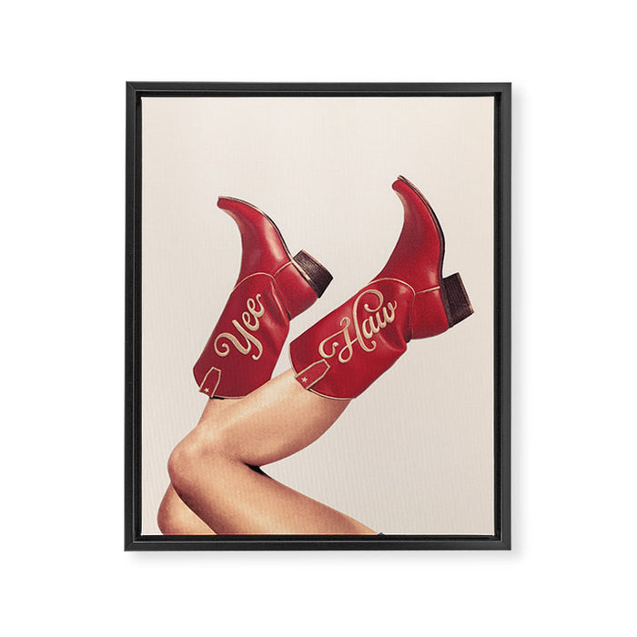 These Boots - Yeehaw Rustic Red n Neutral Framed Canvas Print Gallery Image 1