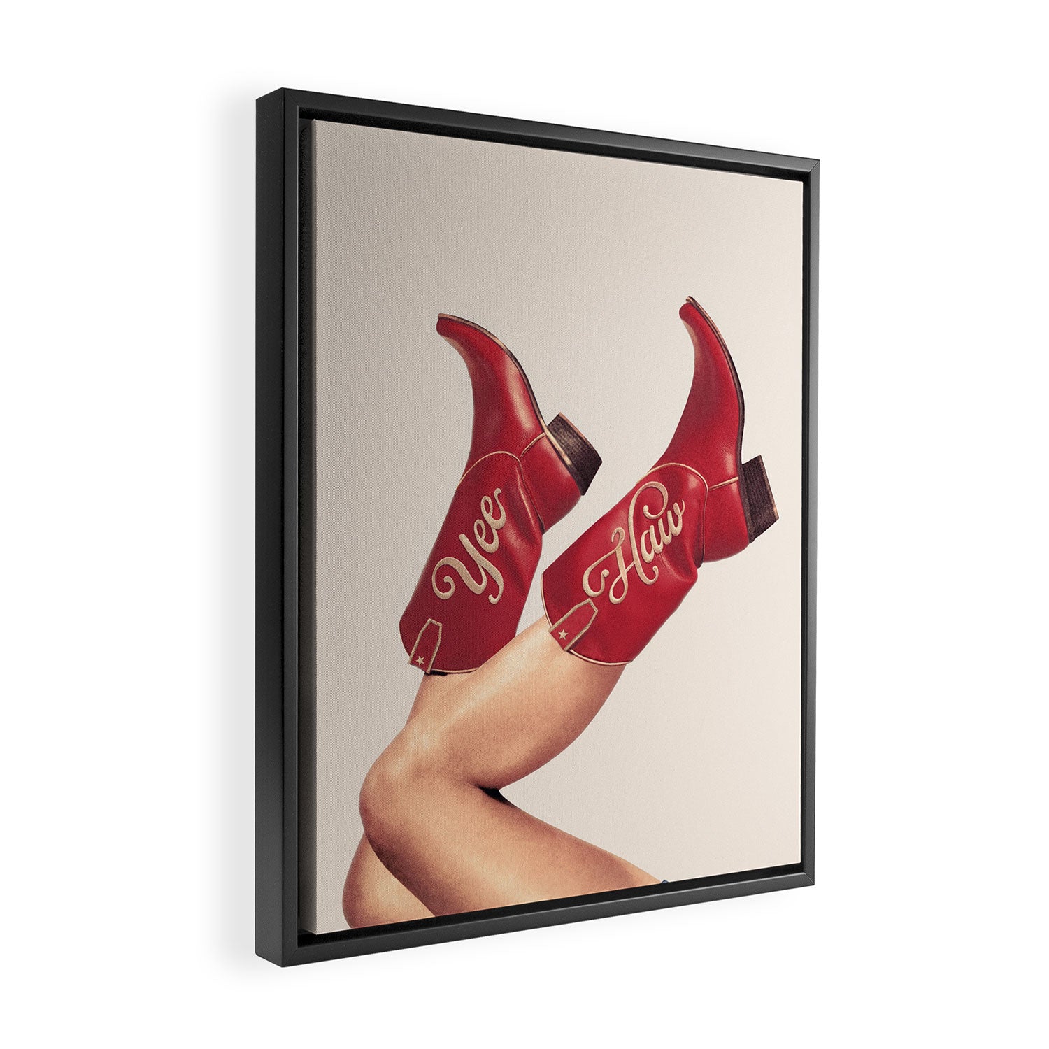 These Boots - Yeehaw Rustic Red n Neutral Framed Canvas Print Gallery Image 2