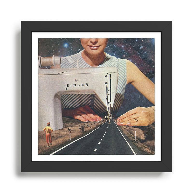 This is how a road gets made - Sewing Machine, A mindful journey  Framed Art Print Gallery Image 1