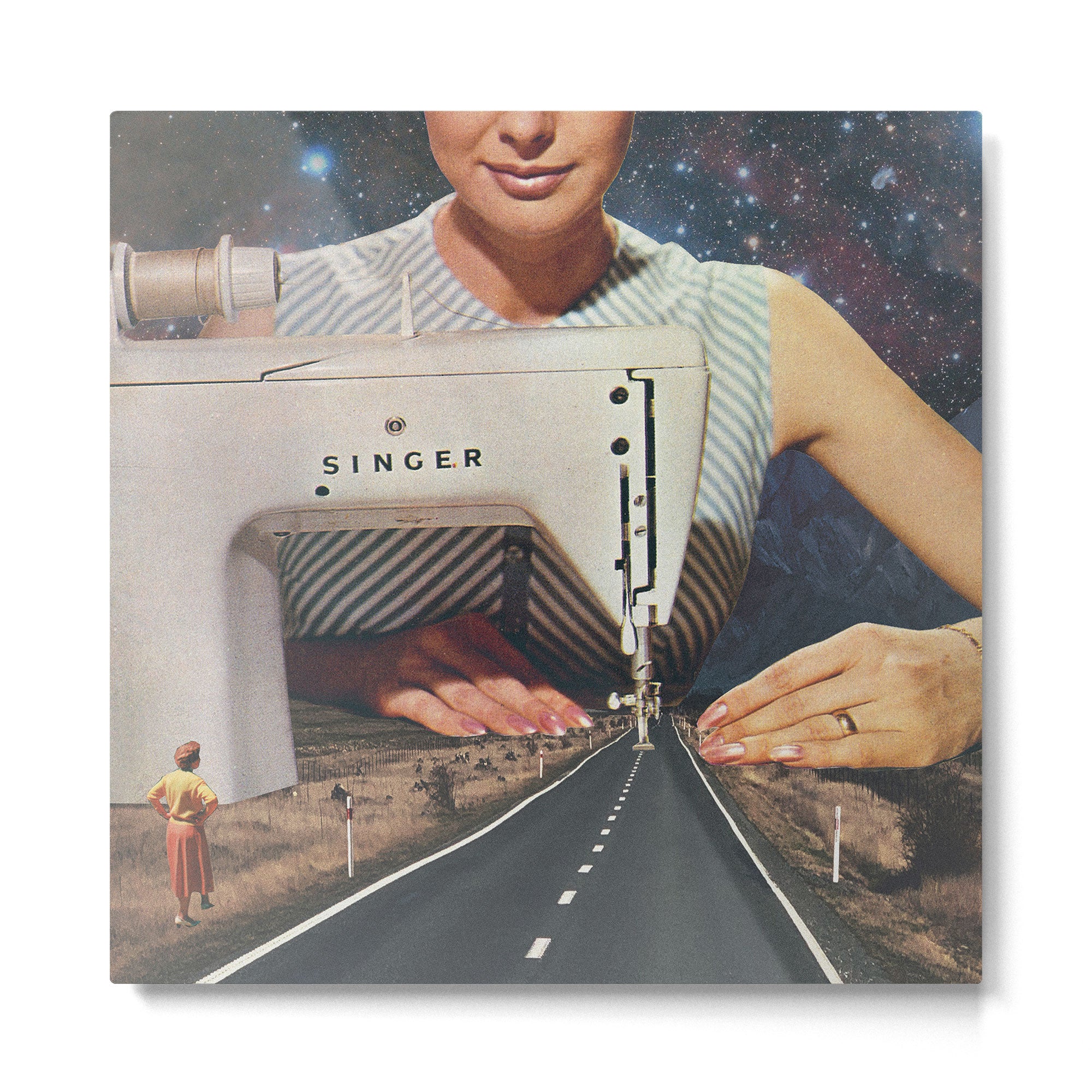 This is how a road gets made - Sewing Machine, A mindful journey  Metal Print Gallery Image 2