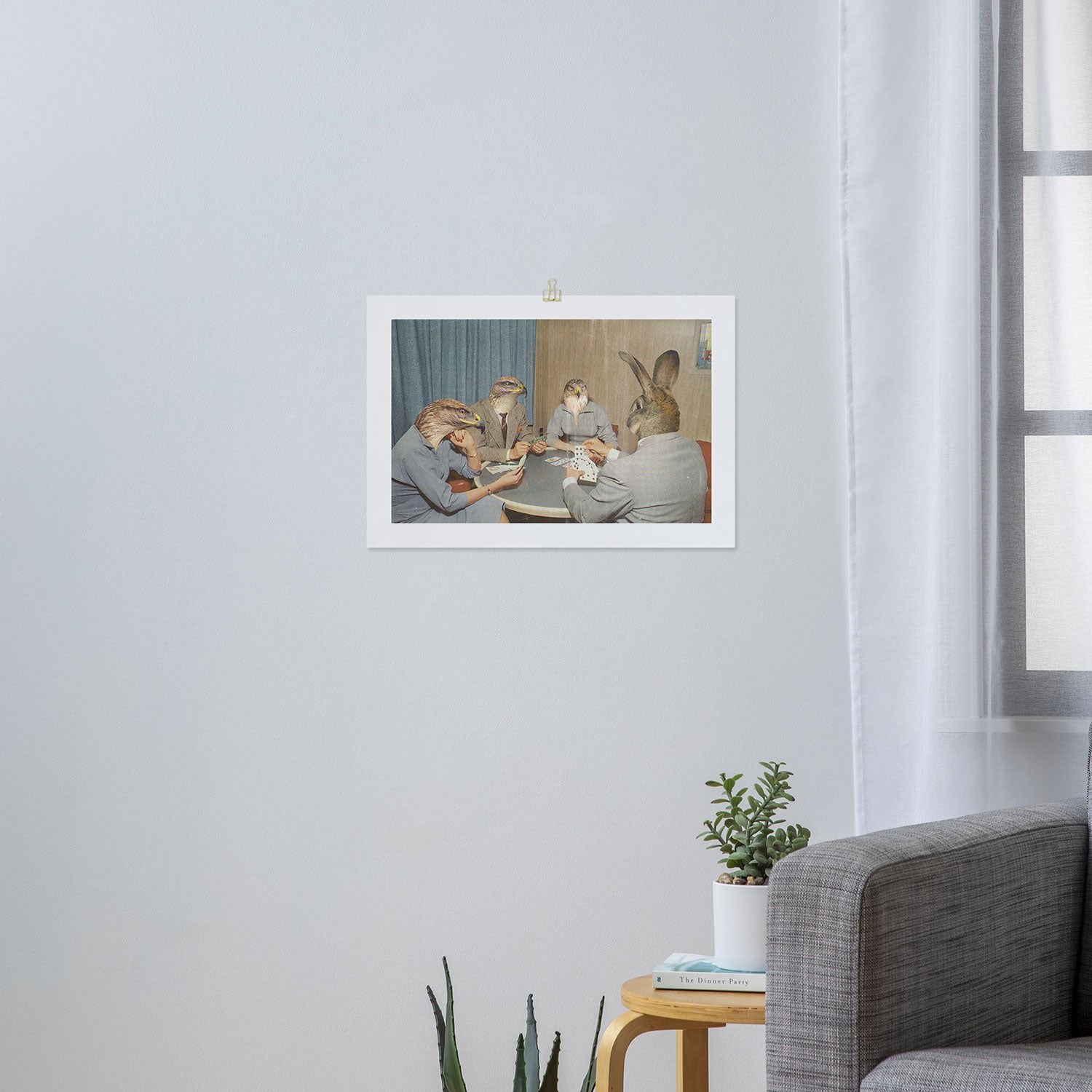 Too Late Mr. Hudson - Birds of prey playing poker with a rabbit in a casino Art Print Gallery Image 3