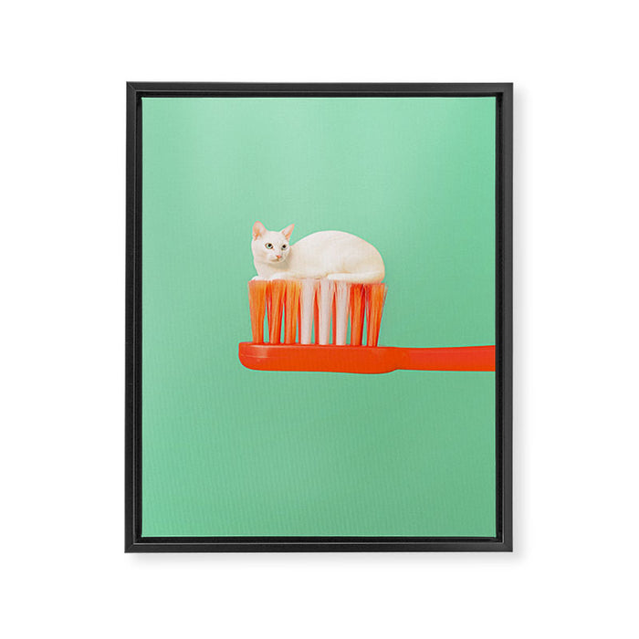 Toothpaste Cat Framed Canvas Print Gallery Image 1