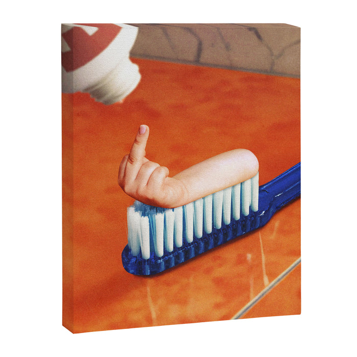 Up your mouth - Middle finger toothpaste Canvas Print Gallery Image 1