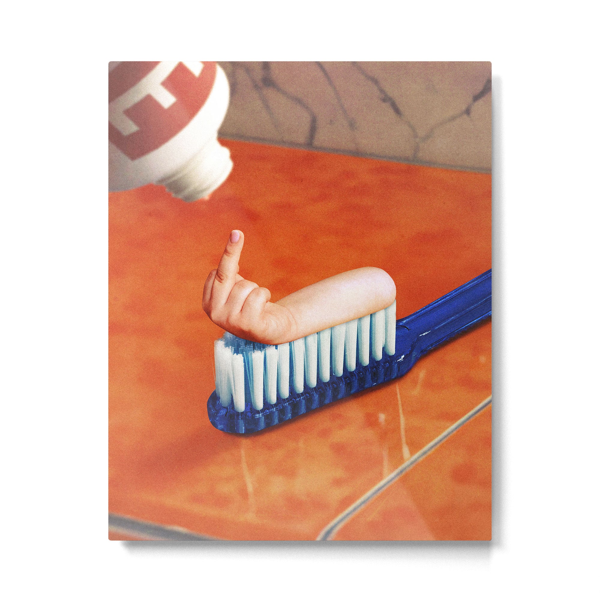 Up your mouth - Middle finger toothpaste Metal Print Gallery Image 6