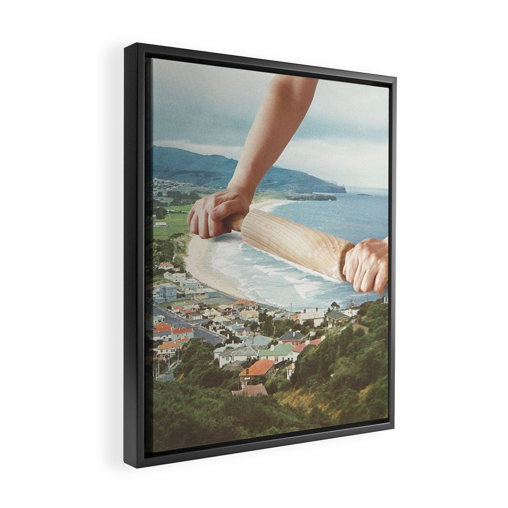 Waves Roller II - Sea waves rolling pin Framed Canvas Print Gallery Image 2