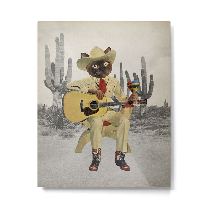 Yall Ready for This - Cat in the Desert Metal Print Gallery Image 1