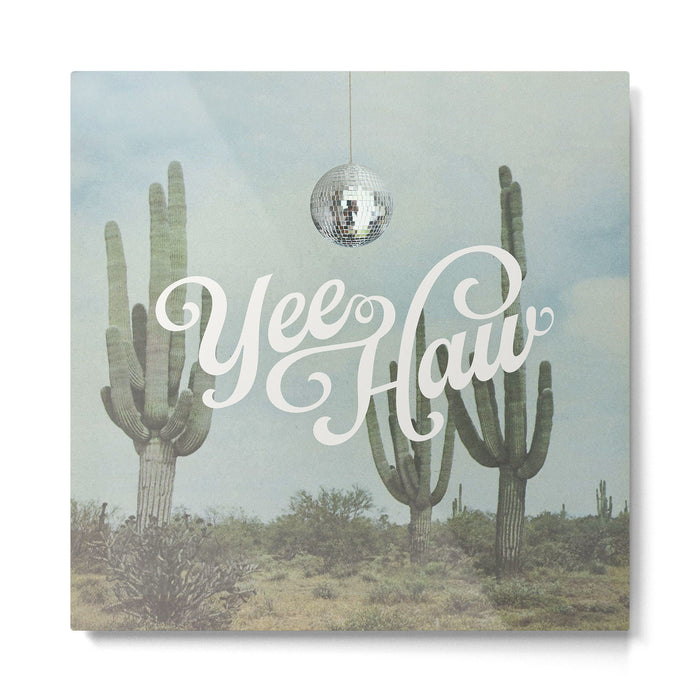 Yee Haw Disco Cactus Metal Print Gallery Image 1