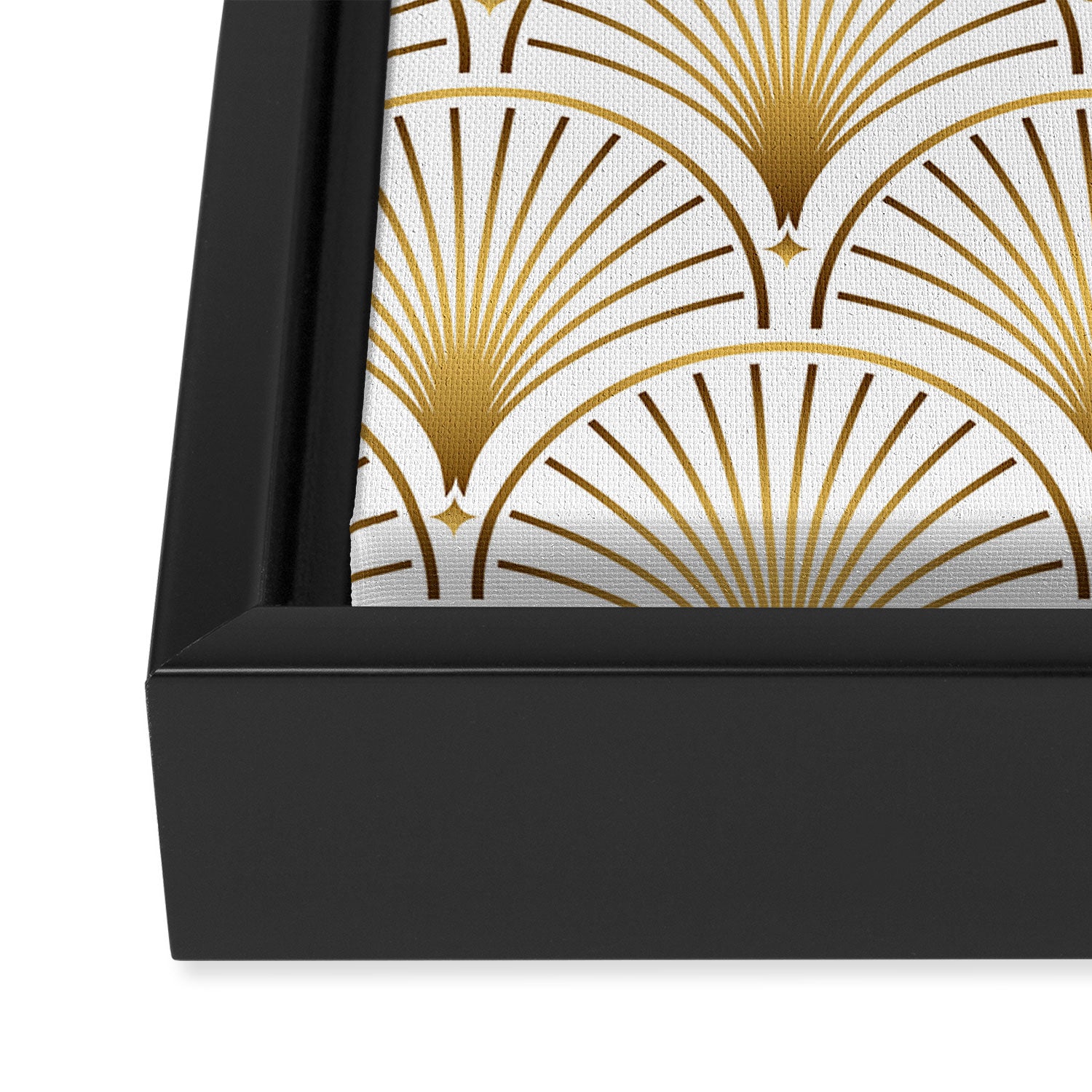 Art Deco Gold Geometric Pattern With Gold Shimmer Framed Canvas Print Gallery Image 3