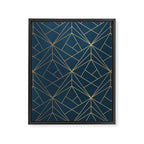 Benjamin Moore Hidden Sapphire Gold Geometric Pattern With White Shimmer Framed Canvas Print Gallery Image 8