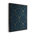 Benjamin Moore Hidden Sapphire Gold Geometric Pattern With White Shimmer Framed Canvas Print Gallery Image 2
