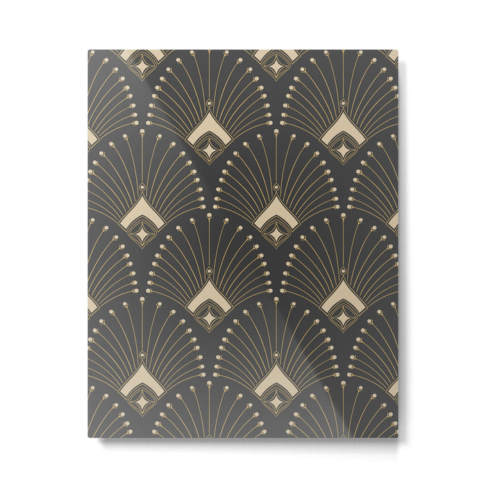 Gatsby Art Deco Gold Palm On Dark Background Metal Print Gallery Image 1