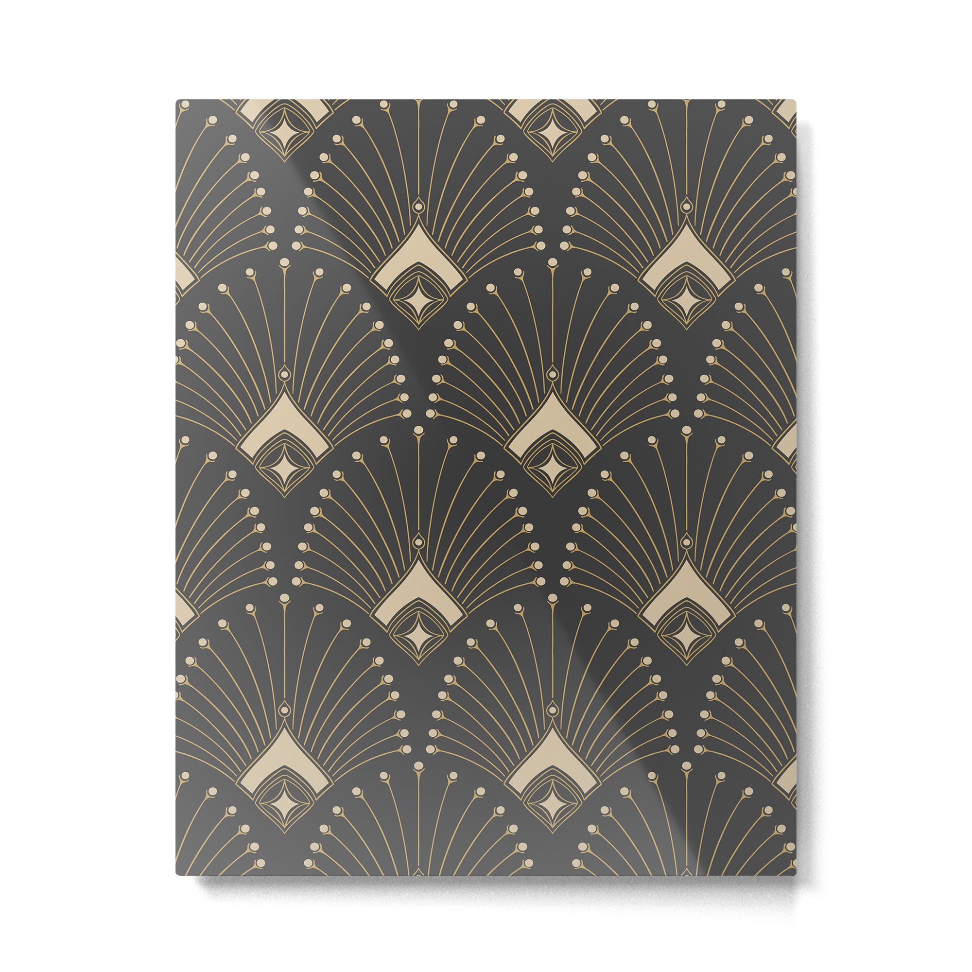 Gatsby Art Deco Gold Palm On Dark Background Metal Print Gallery Image 6