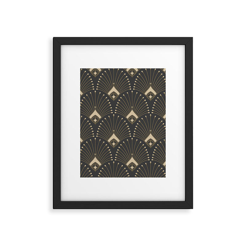 Gatsby Art Deco Gold Palm On Dark Background Framed Art Print Gallery Image 6