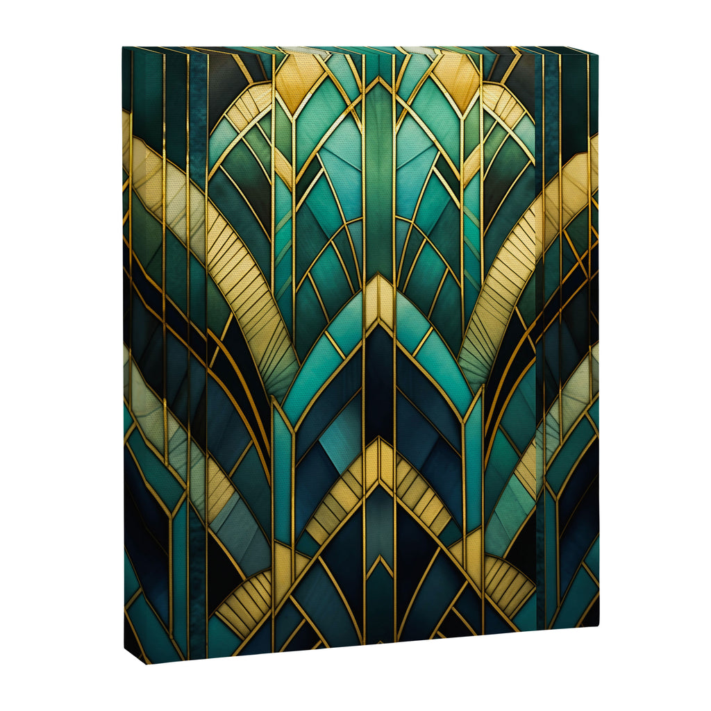 Gatsby Inspired Dark Green Gold Art Deco Pattern Canvas Print Gallery Image 6