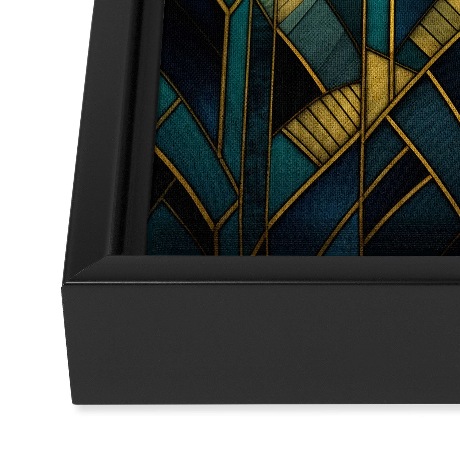 Gatsby Inspired Dark Green Gold Art Deco Pattern Framed Canvas Print Gallery Image 3