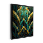 Gatsby Inspired Dark Green Gold Art Deco Pattern Framed Canvas Print Gallery Image 2