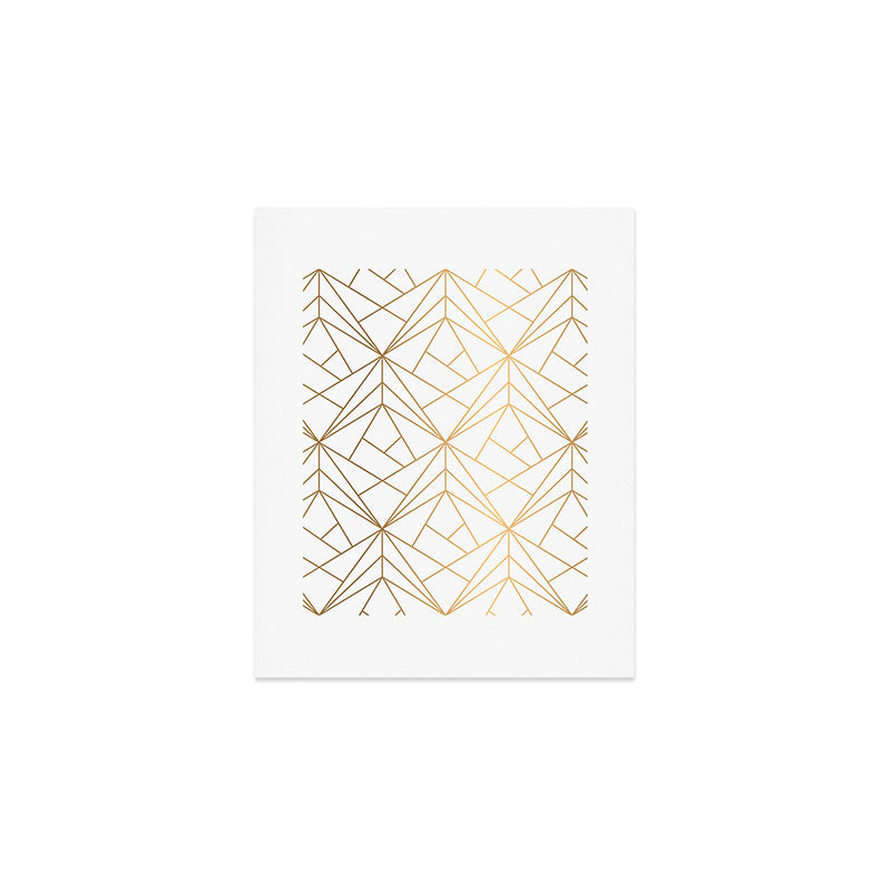 Geometric Gold Pattern With White Shimmer Art Print Gallery Image 1