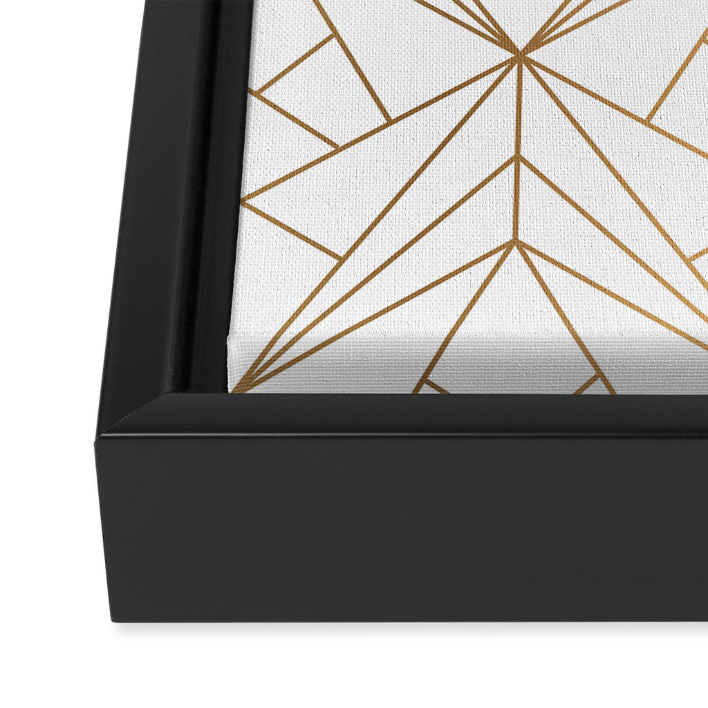 Geometric Gold Pattern With White Shimmer Framed Canvas Print Gallery Image 3