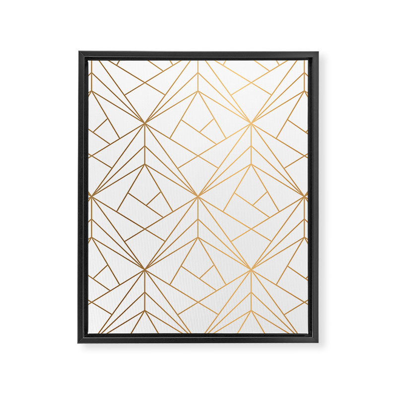 Geometric Gold Pattern With White Shimmer Framed Canvas Print Gallery Image 8