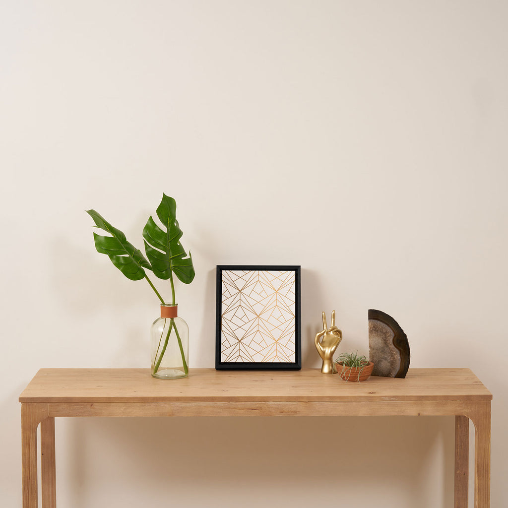 Geometric Gold Pattern With White Shimmer Framed Canvas Print Gallery Image 4
