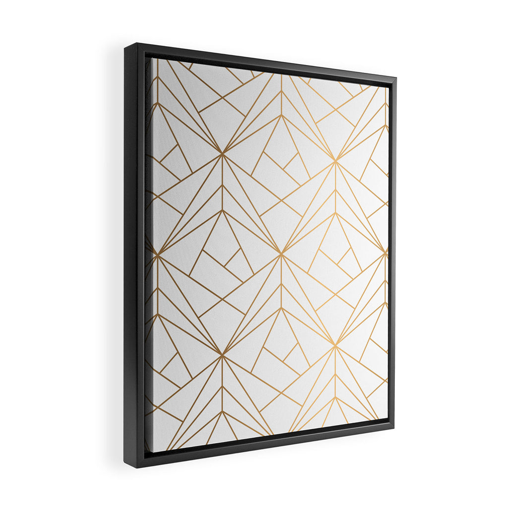 Geometric Gold Pattern With White Shimmer Framed Canvas Print Gallery Image 2