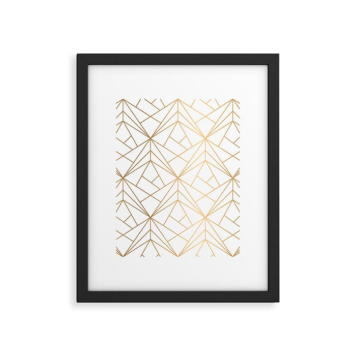 Geometric Gold Pattern With White Shimmer Framed Art Print Gallery Image 1