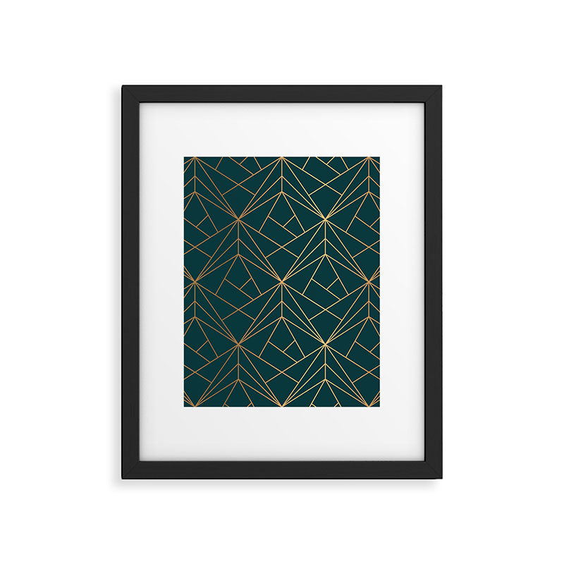 Hidden Sapphire Geometric Gold Pattern With White Shimmer  Framed Art Print Gallery Image 6