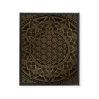 The Flower of Life Black Gold Mandala Framed Canvas Print Gallery Image 8