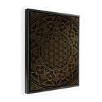The Flower of Life Black Gold Mandala Framed Canvas Print Gallery Image 2