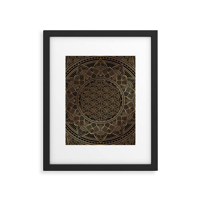 The Flower of Life Black Gold Mandala Framed Art Print Gallery Image 6