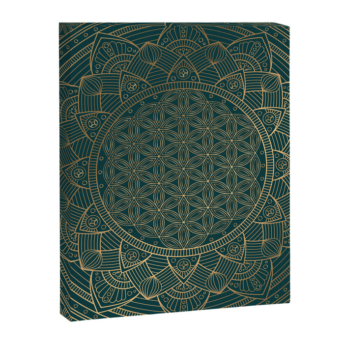 The Flower of Life Gold Mandala On Dark Green Canvas Print Gallery Image 1