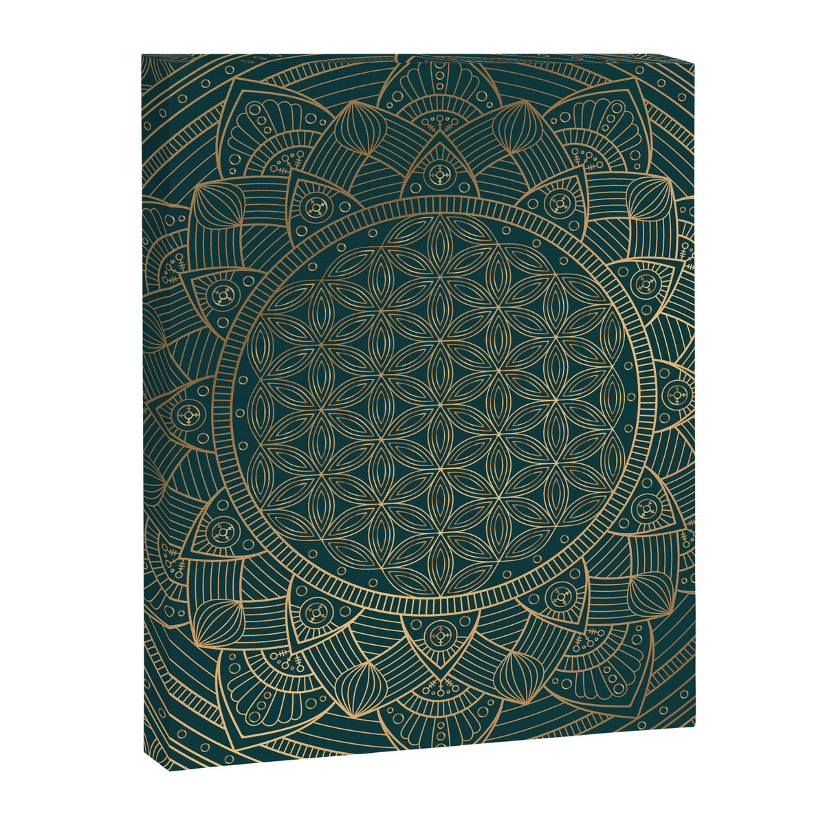 The Flower of Life Gold Mandala On Dark Green Canvas Print Gallery Image 8