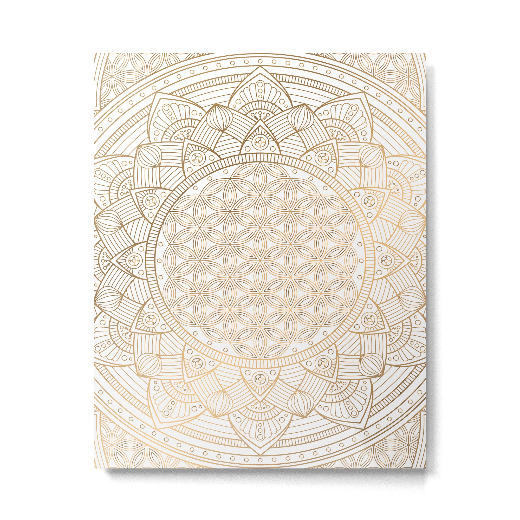 The Flower of Life Gold Mandala Pattern With White Shimmer Metal Print Gallery Image 6