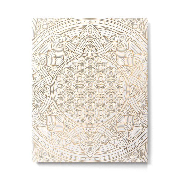 The Flower of Life Gold Mandala Pattern With White Shimmer Metal Print Gallery Image 1