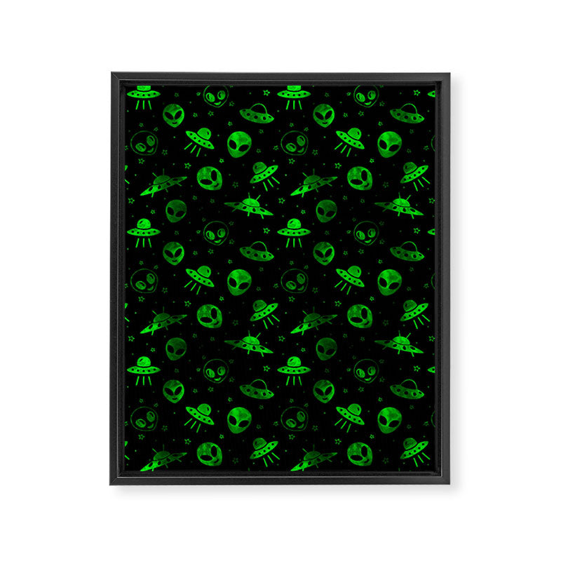 Aliens and UFOs Pattern Framed Canvas Print Gallery Image 3