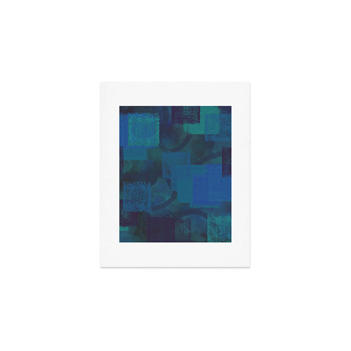 Geometric Abstract Painting in Blue Art Print Gallery Image 1