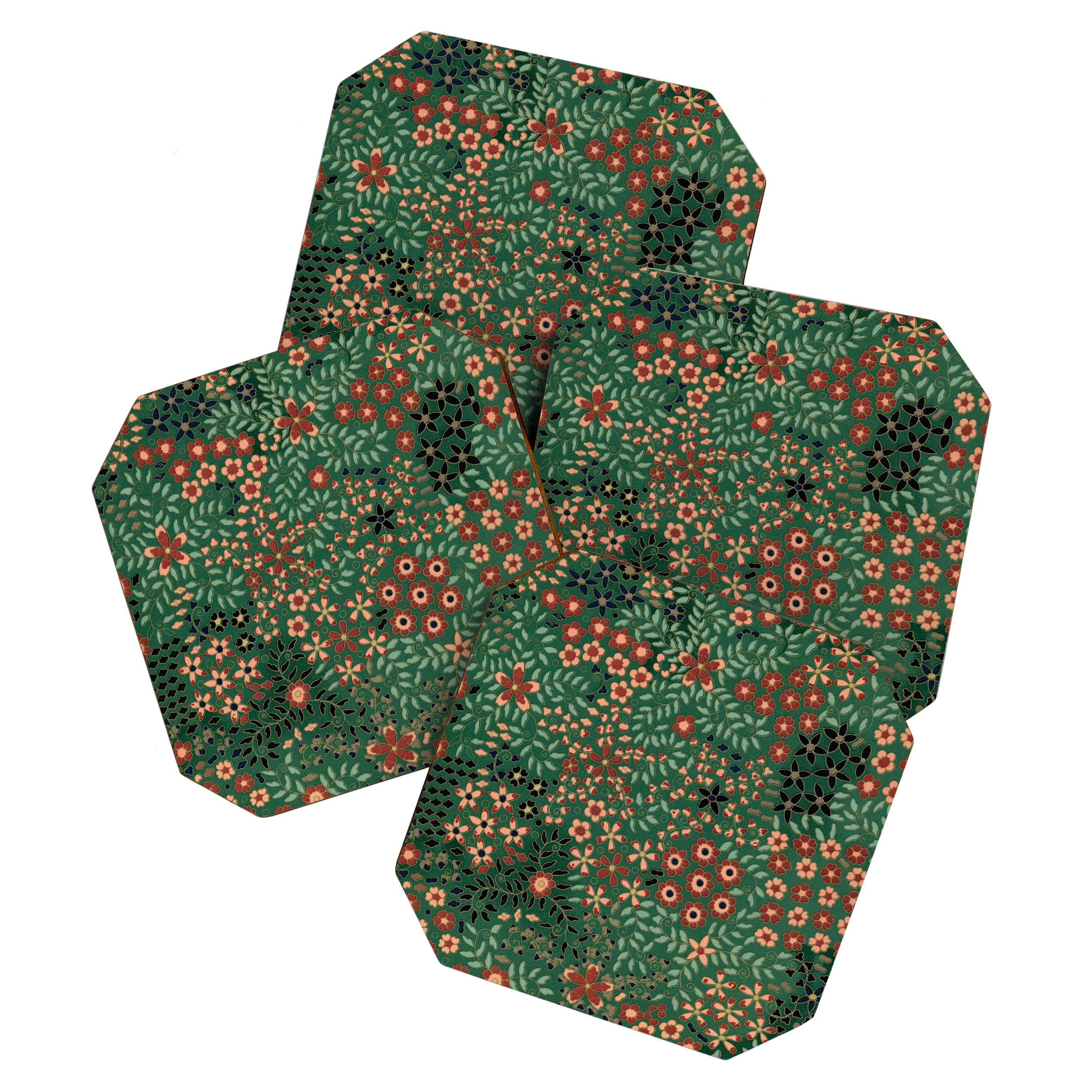 Japanese floral print pattern Coaster Gallery Image 1