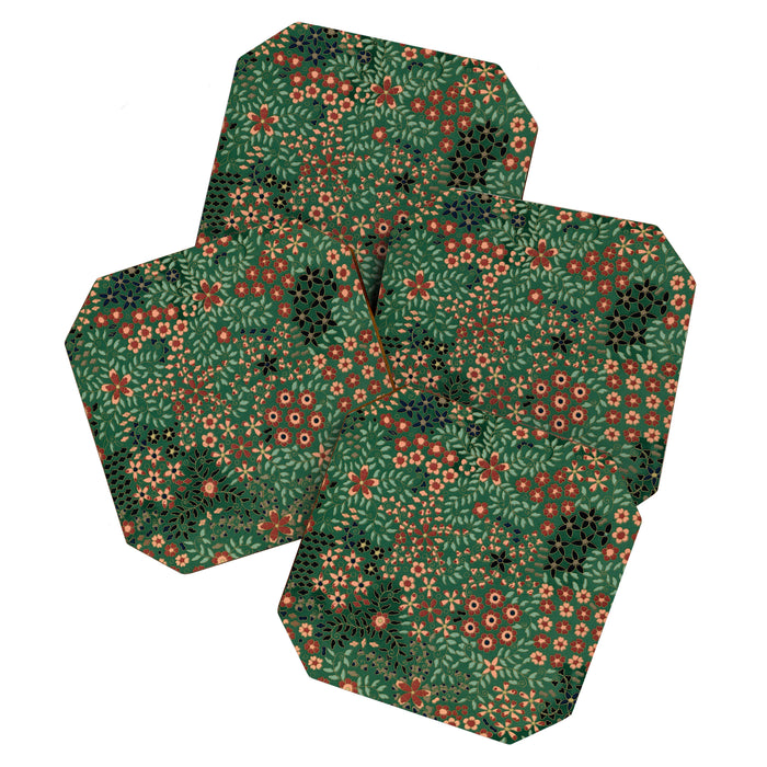 Japanese floral print pattern Coaster Gallery Image 1