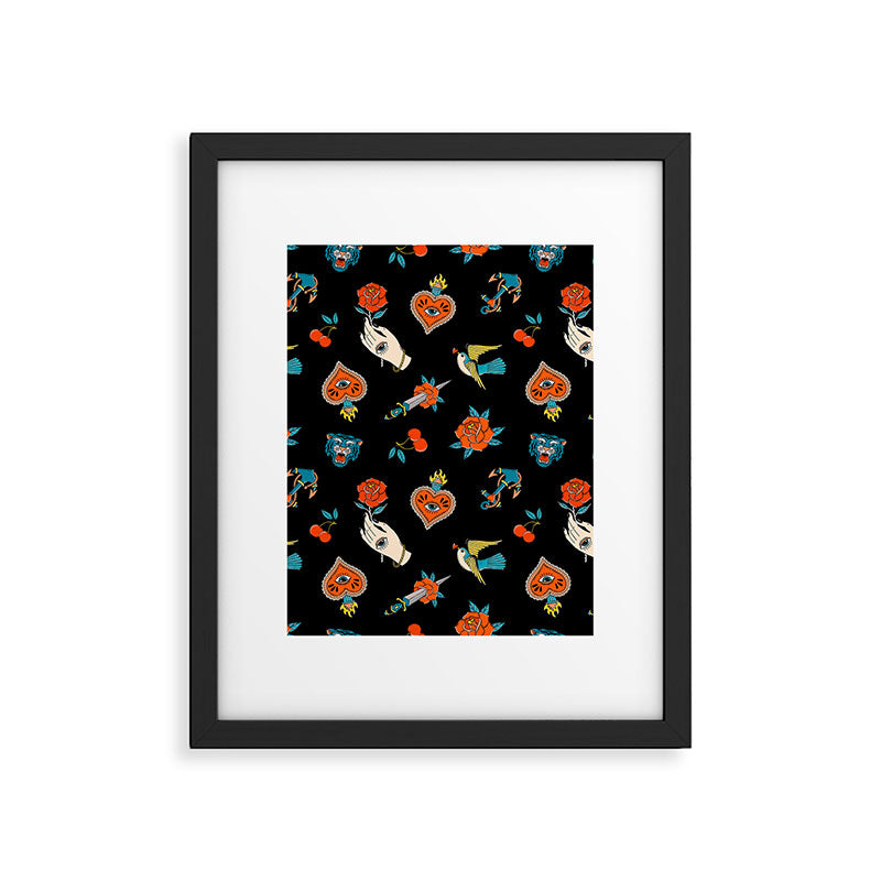Old School Tattoos II Framed Art Print Gallery Image 6
