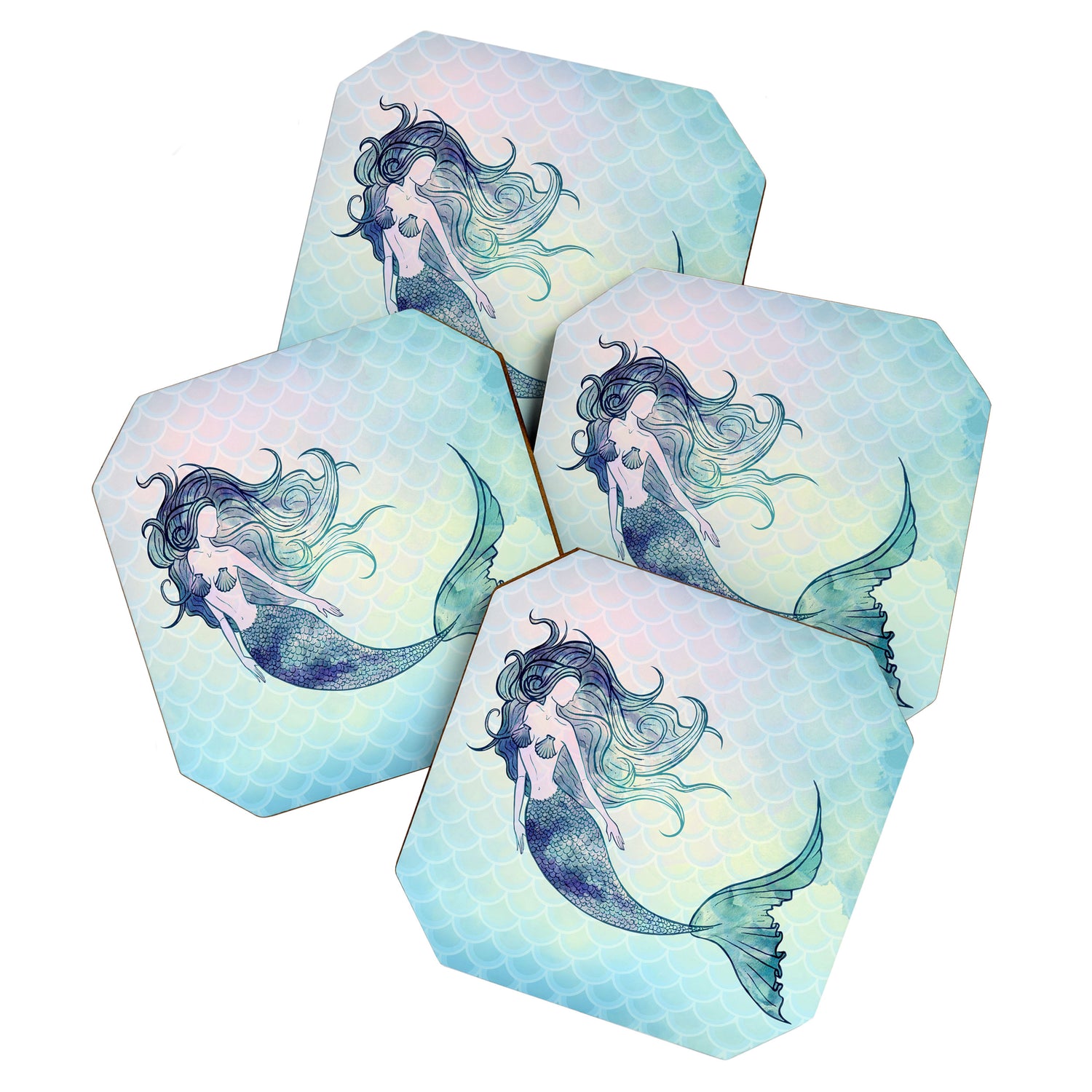 Watercolor Mermaid Coaster Gallery Image 1