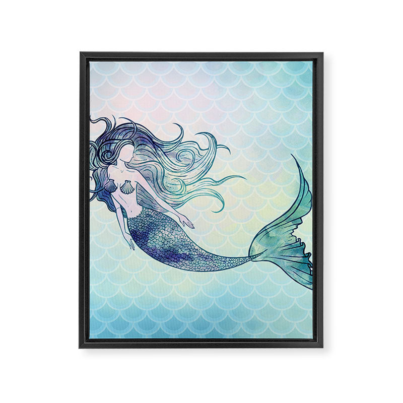 Watercolor Mermaid Framed Canvas Print Gallery Image 8